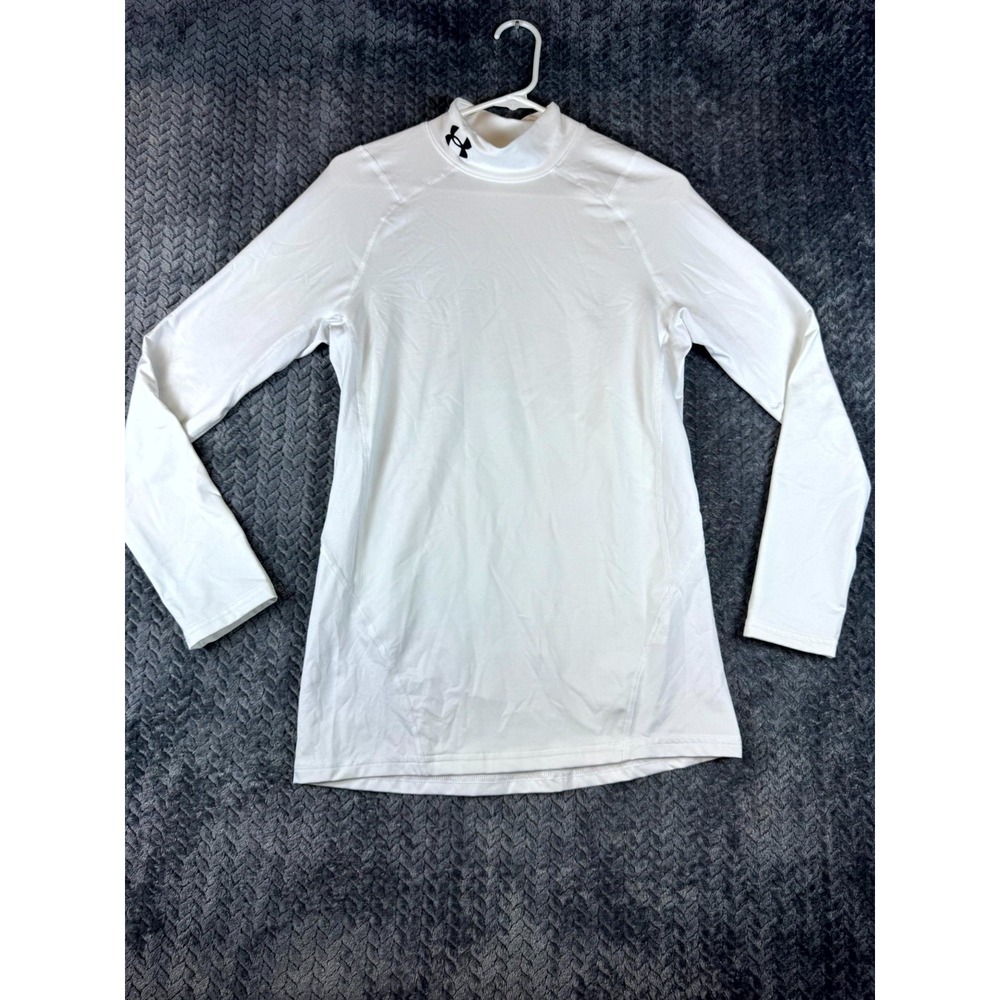Under Armour Coldgear Top Mens Small White Stretch Ventilated Athleisure Gym